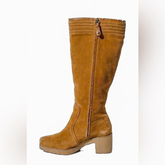 Cole Haan Suede Shearling Tall Heeled Boots - Picture 2 of 6